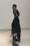 Marc Le Bihan lace embroidered skirt 2596 series plant dyeing France MLB-2596-HEILS black lace embroidery